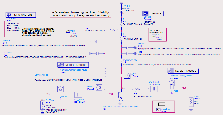 LNA impedances extraction schematic